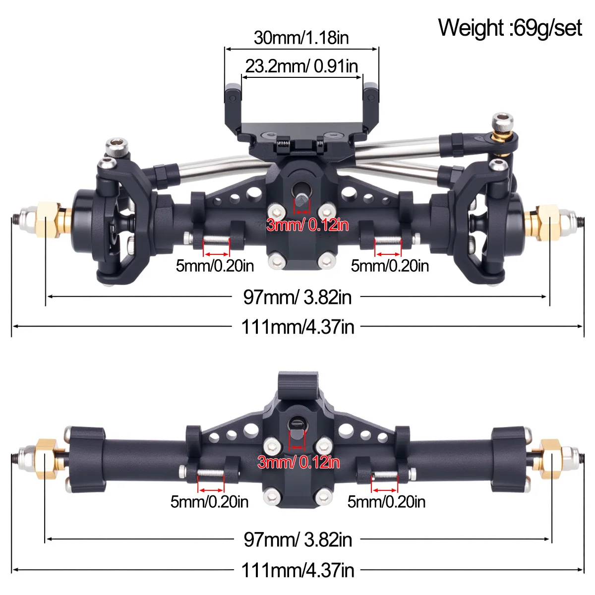 Plastic SCX24 Front Rear Axle  - огляд і ціна Rc Hobby Products